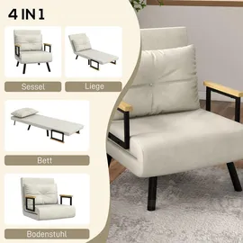 Homcom Schlafsessel 73 x 81 x 63 cm Cremeweiß mit Kissen