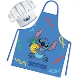 Sorrisini Kinderschürze Kochmütze für Kinder Lilo, Kochmütze Kinder, Kinderschürze Jungen, Verstellbare Kinderschürzen zum Backen, Malen, Stitch-Fantasy - Einheitsgröße