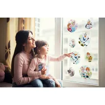 KOMAR Fensterbild Frozen Springday Bubbles - Größe 30 x 30 cm, 2 Bogen - Fenstersticker, Disney, Kinderzimmer, Babyzimmer, Frozen, Bunt