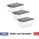 Rotho Aufbewahrungsbox Compact 57,5 x 40,0 x 25,0 cm 3-tlg. grau/transparent