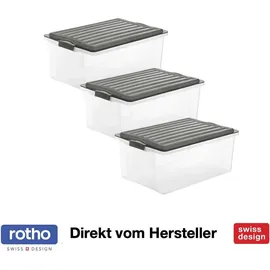 Rotho Aufbewahrungsbox Compact 57,5 x 40,0 x 25,0 cm 3-tlg. grau/transparent