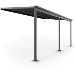 Juskys Terrassendach Borneo 5x3 m Aluminium mit Doppelstegplatten Terrassenüberdachung Dunkelgrau