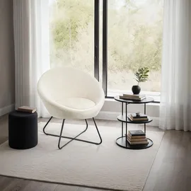 Tectake tectake® Cocktailsessel, gepolstert, mit Bouclé- oder Samtbezug, pulverbeschichtetes Stahlgestell, 83 x 73 x 82 cm