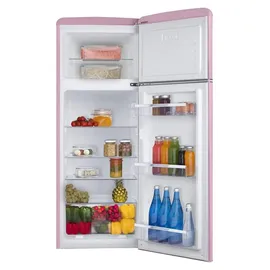 Amica KGC 15636 P Retro-Kühl-Gefrierkombination (206 l, 1440 mm hoch, Rosa)