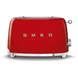 SMEG Toaster 2-Schlitz kompakt 50's Style TSF01RDEU, Rot, Hochglanz