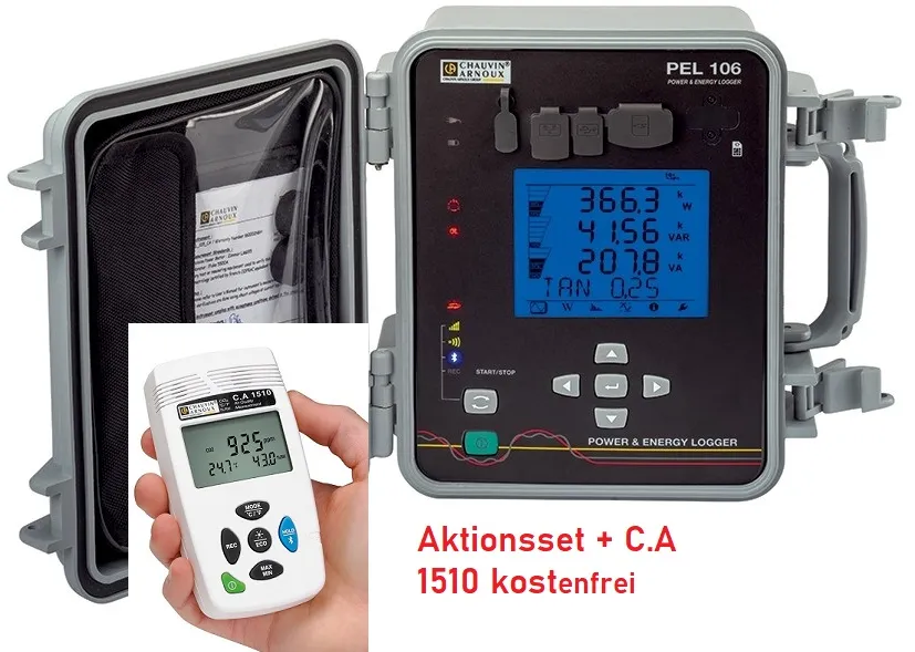 Chauvin Arnoux PEL 106 + C.A 1510 Netzanalysator mit 3G/GPRS, WiFi, Bluetooth, E...