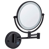 MRJ Kosmetikspiegel mit LED Beleuchtung, Kosmetikspiegel beleuchtet wandmontage, vergrößerungsspiegel 1x/5xFach - Berührungsschalter, 360° Schwenkbar, Versteckte, Schwarz