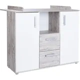 Arthur Berndt Wickelkommode »Bente«, bis 15 kg, Made in Germany 115 cm, weiß Eiche, Holzwerkstoff, 2 Fächer, 2 Schubladen, 115x99x75 Blauer Engel, Hergestellt Deutschland, Babymöbel, Wickelkommoden, & Zubehör, Wickelkommoden