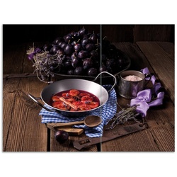Wallario Herd-Abdeckplatte Frisches Pflaumenkompott mit Gewüzen, ESG-Sicherheitsglas, (Glasplatte, 2 tlg., inkl. 5mm Noppen), verschiedene Größen braun 70 cm x 52 cm