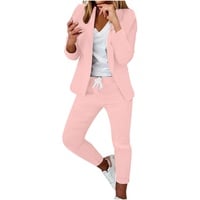 KDEIHT Hosenanzüge für Damen Anzug Business 2 Teilig Elegant Blazer Set Einfarbig Zweiteilig Revers Anzugjacke Hosenanzug Festlich Outfit Slim Fit Freizeitanzug Modern Büro Tracksuit - XL