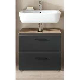 inn.furn Waschbeckenunterschrank, Eiche, Schwarz, Kunststoff, Nachbildung,Eiche, Uni, 2 Schubladen, Rechteckig, 60x54x30 cm, FSC Mix, Badezimmer, Badezimmerschränke, Waschbeckenunterschränke