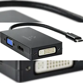 Renkforce RF-4633066 USB-C® / HDMI / DVI / VGA Adapter [1x USB-C® Stecker - 1x VGA-Buchse, HDMI-Buchse, DVI-Buchse 24+5pol.] Schwarz