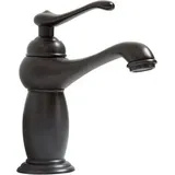 Cyslmuk - Schwarzer Messing-Keramik-Waschtisch-Wasserhahn, heißes und kaltes Waschbecken, Retro-Wasserhahn, Badezimmer-Aufsatzwaschbecken