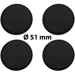 4 x Ø 51 mm Polymere Aufkleber / Schwarz / Nabenkappen, Felgendeckel