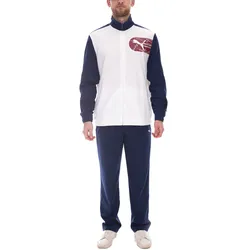 PUMA Herren Trainings-Anzug trendiger Sport-Anzug Fitness-Anzug 831779 02 Weiß/Dunkelblau - S