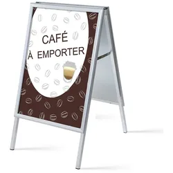 SHOWDOWN Displays Showdown Kundenstopper - DIN A1 - Komplett-Set - Café To Go Französisch - Braun/Schwarz