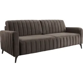 exxpo - sofa fashion Schlafcouch Mikrovelours 3-Sitzer Braun