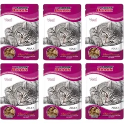 SUPER BENEK Adult Kalbfleischbeutel für Katzen 24x100g