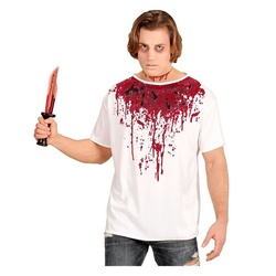 Horror-Shop Zombie-Kostüm Bloody T-Shirt für Zombies & Killer an Halloween rot|weiß XL