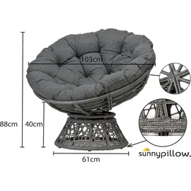 sunnypillow Papasansessel Loungesessel anthrazit