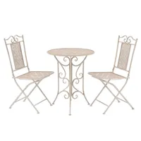 vidaXL 3-tlg Bistro-Set Stahl Weiß