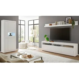 furn.design Wohnwand, Weiß, Eiche, Holzwerkstoff, Nachbildung, 312x198x42 cm, Wohnzimmer, Wohnwände, Wohnwand-Sets