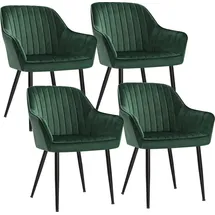 Songmics Polsterstuhl Samt Grün 4er Set