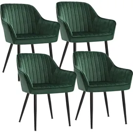 Songmics Polsterstuhl Samt Grün 4er Set