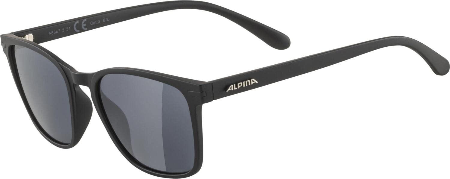 ALPINA YEFE - Verspiegelte und Bruchsichere Sonnenbrille Mit 100% UV-Schutz Für Erwachsene, all black matt, One Size