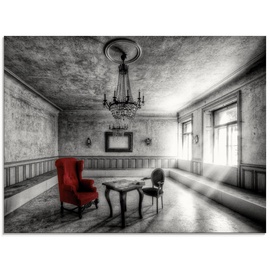 Artland Glasbild »Lost Place - Roter Sessel«, Architektonische Elemente, (1 St.), schwarz