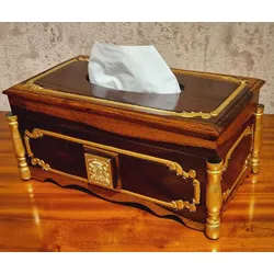 Casa Padrino Luxus Barock Papiertuchbox Dunkelbraun / Braun / Gold - Taschentuchbox Braun / Gold - Made in Italy