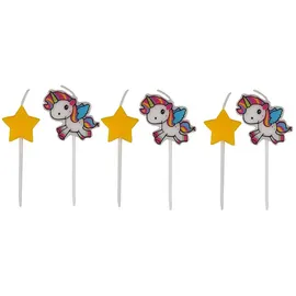Folat Einhorn Kerzen-Set 6 St. mehrfarbig