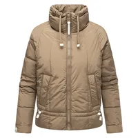 Navahoo leichte Damen Steppjacke kurze Übergangsjacke oversized mit Fledermausärmeln Luftzauber 14 Stone Brown Gr. S - S