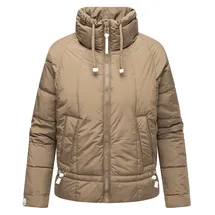 Navahoo leichte Damen Steppjacke kurze Übergangsjacke oversized mit Fledermausärmeln Luftzauber 14 Stone Brown Gr. S - S