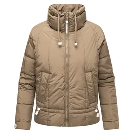 Navahoo leichte Damen Steppjacke kurze Übergangsjacke oversized mit Fledermausärmeln Luftzauber 14 Stone Brown Gr. S - S