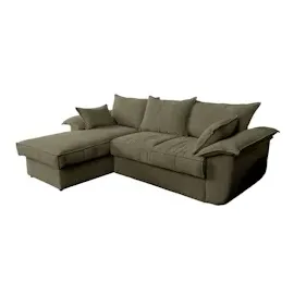 KAWOLA Sofa DAMETO Ecksofa Bettsofa Schlafsofa mit Stauraum Cord olivgrün Recamiere links