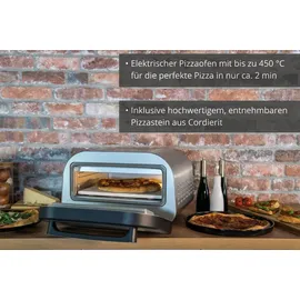 Unold Luigi Pizzaofen elektrisch 450 °C mit Pizzastein & Pizzaschieber Aluminium