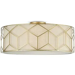 Licht-Erlebnisse Deckenleuchte NICO Gold Natur Metall Leinen 5x E27 bis 60W LE116442