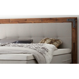 Hasena Boxspringbett 140-180 cm braun), / Hellgrau, Liegefläche:160 x 200 cm, Topper:Agrea-Topper