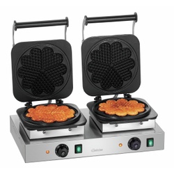 Bartscher Waffeleisen 2HW211, Waffeleisen mit 2 getrennt regelbaren Backeinheiten in Herzform, 1 Stück