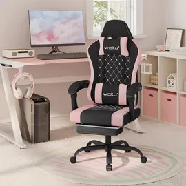 Woltu Gaming Stuhl mit Massagefunktion, Taschenfederkissen, ergonomisch, Netzstoff : Schwarz+Rosa Farbe: Schwarz+Rosa - Schwarz/Rosa