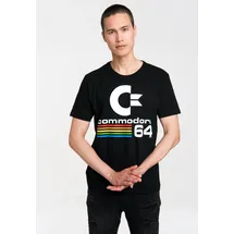 LOGOSHIRT "Commodore C64 Logo", Herren, Gr. XL, schwarz, 100% Baumwolle, bedruckt, normal, Rundhals, Shirts T-Shirt, mit C64-Print