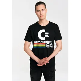 LOGOSHIRT "Commodore C64 Logo", Herren, Gr. XL, schwarz, 100% Baumwolle, bedruckt, normal, Rundhals, Shirts T-Shirt, mit C64-Print