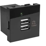 Extron Maclean MCE728B USB Steckdose Ladegerät 2x USB-Anschluss bis 2.1A Fast Charge Modulare Wandsteckdose Unterputzdose Wanddose Einbaudose Unterputz Montage (USB-Steckdose 2.1A, Schwarz)