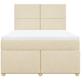 vidaXL Boxspringbett mit Matratze Creme 140x200 cm Stoff