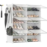 Songmics Schuhregal 83 x 94 x 32 cm 6 Fächer für 24 Paar weiß