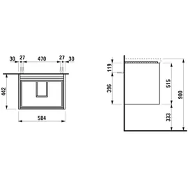 Laufen Waschtischunterschrank 2 Auszüge 58,4 x 51,5 x 44,2 cm Wildeiche