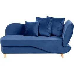 Chaiselongue Samtstoff marineblau mit Bettkasten rechtsseitig MERI II