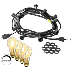 SATISFIRE Illu- Party Garten Außenlichterkette 20m 40xLED Filament Glühbirne