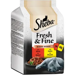 Sheba Fresh & Fine in Sauce mit Rind und Huhn 6x 50G